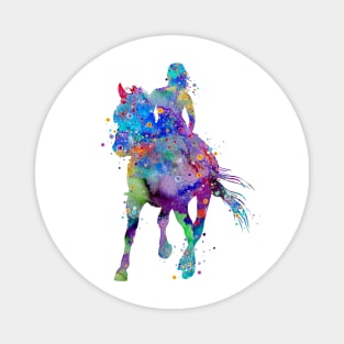 Girl Horse Rider Watercolor Equestrian Gift Magnet